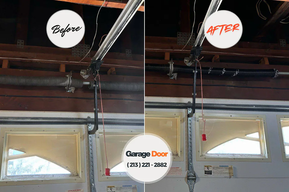 Before and after: garage door repair Iowa Park, TX